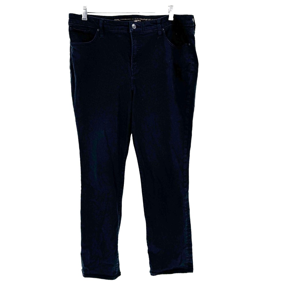 CHICO'S So Slimming Girlfriend Straight Jeans Women's 14 Black Stretch‎ Comfort